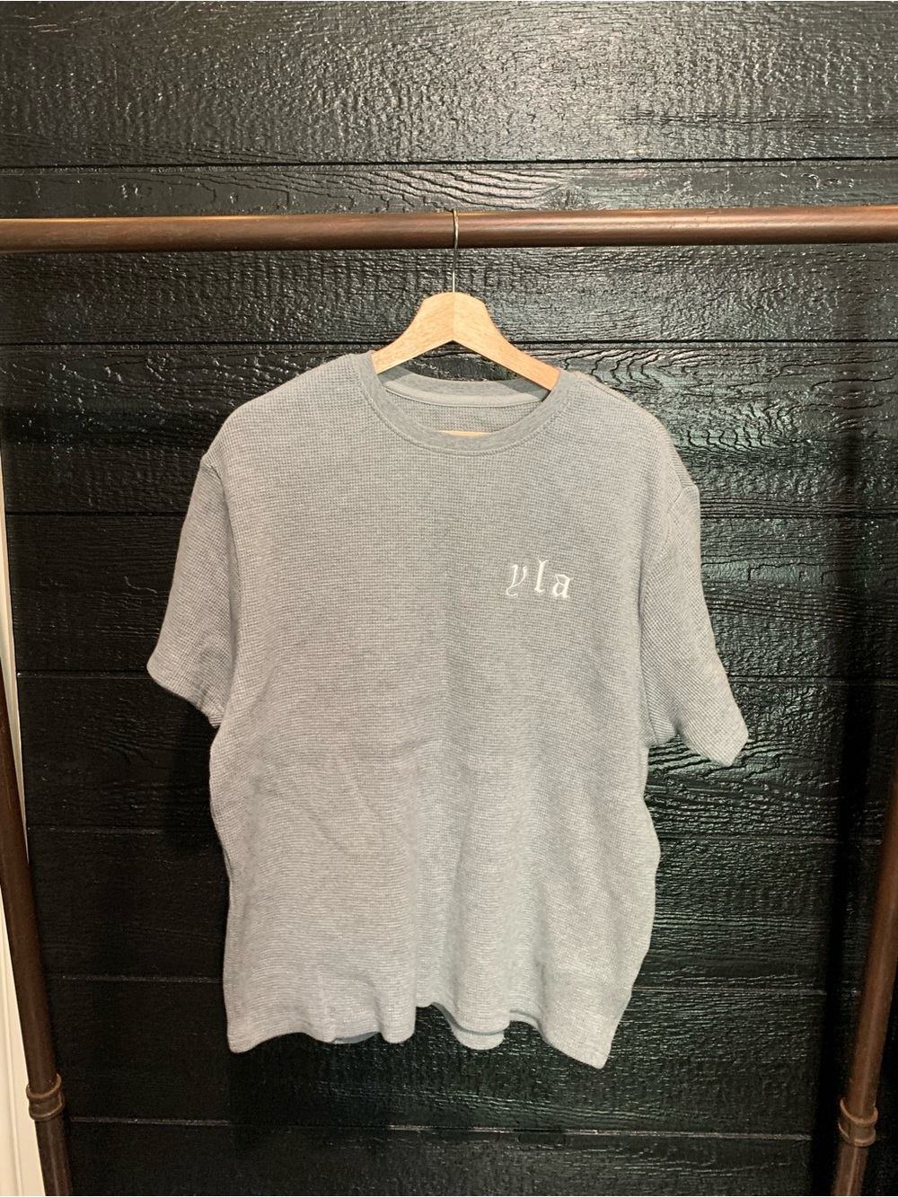 YoungLA gray waffle-knit thermal T-shirt, Size S (Oversized)